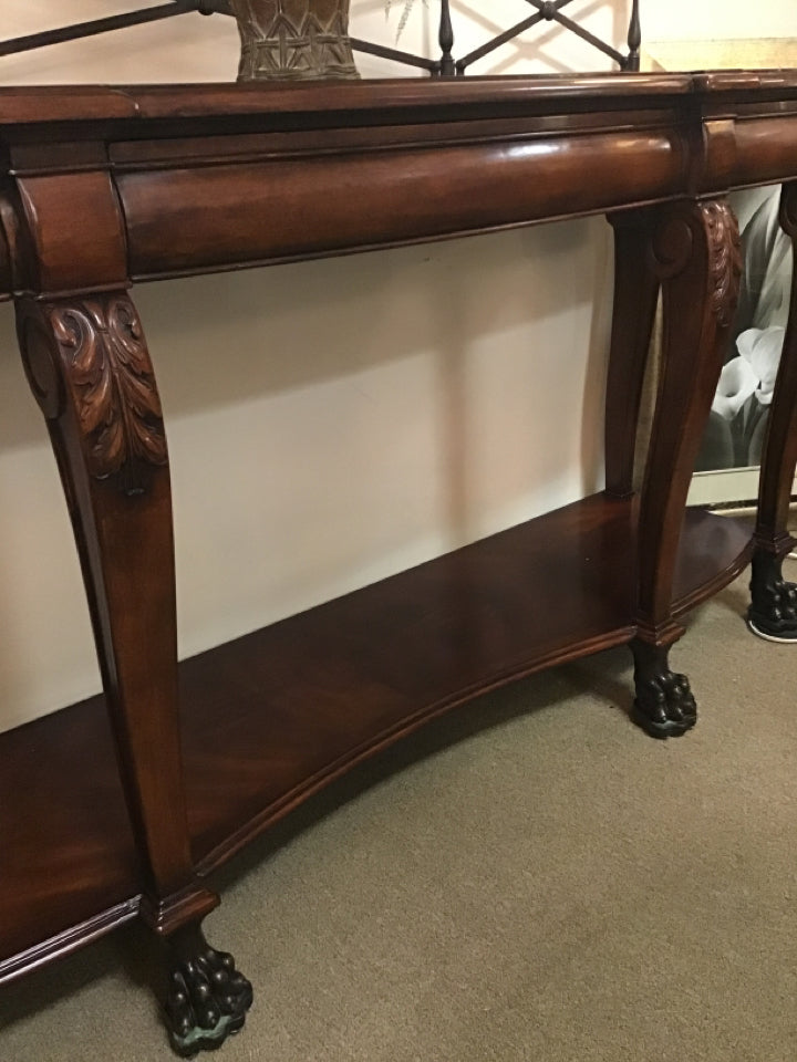 Hickory Traditional Two Tier Console With Metal Accent Back