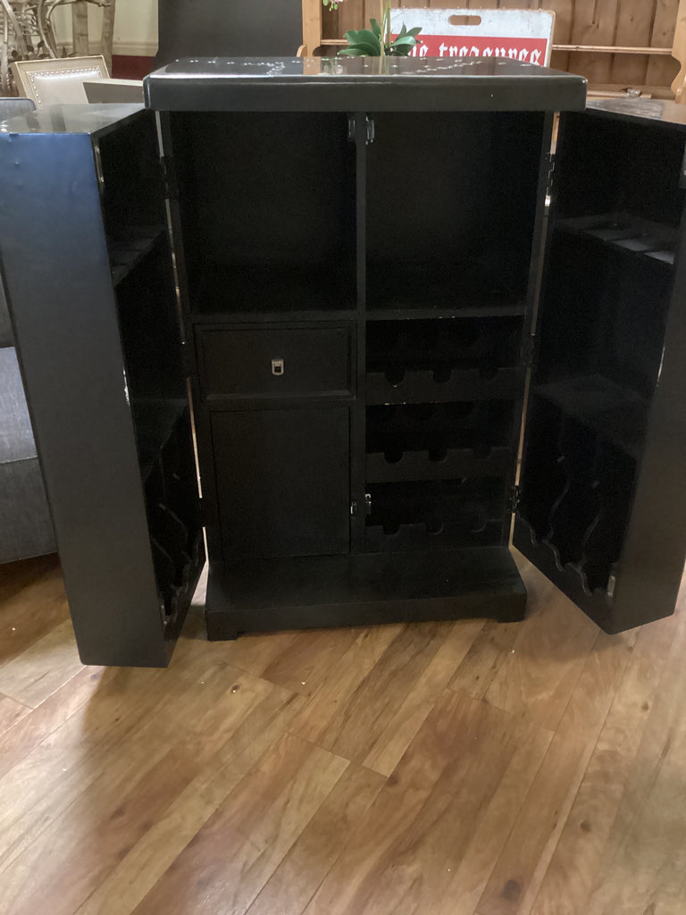 Black and Silver Studded Bar Cabinet 2 Doors