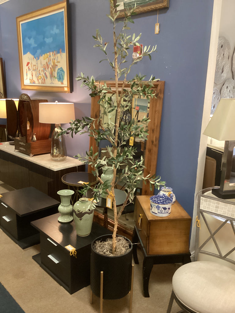 Faux Olive Tree in Black Planter and Stand
