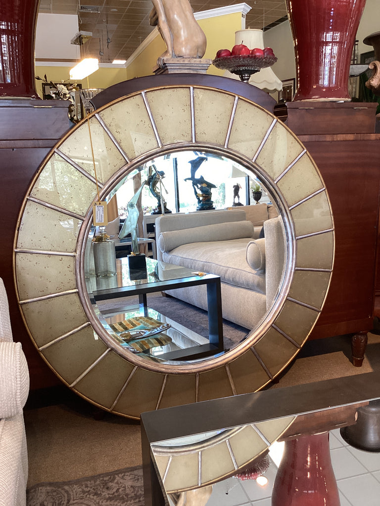 Round Theodore Alexander Mirror Distressed Gold frame