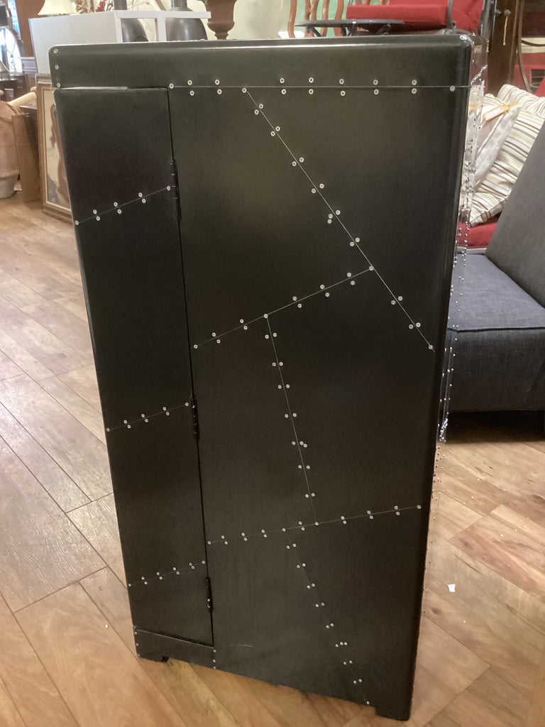 Black and Silver Studded Bar Cabinet 2 Doors