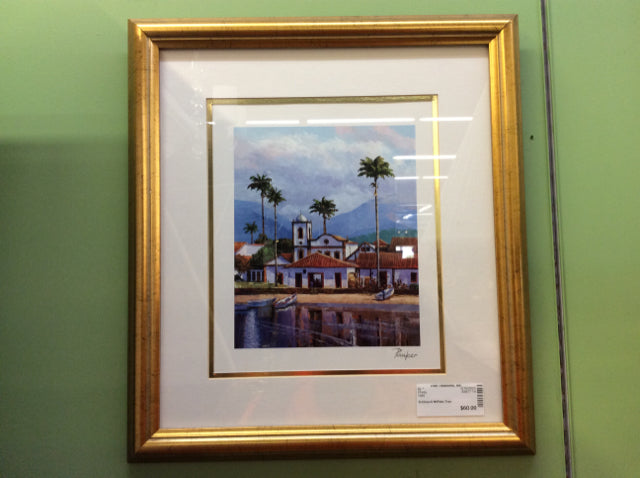 Church With Palm Tree Print